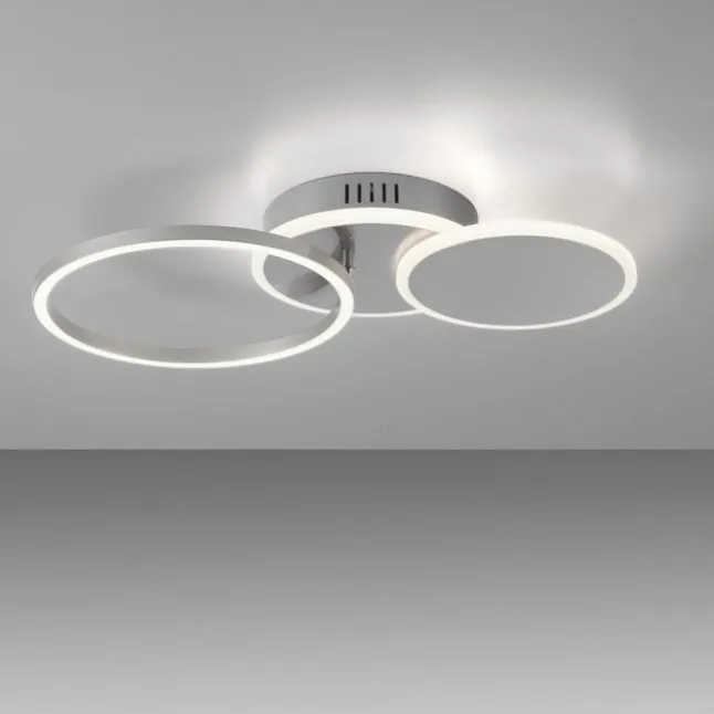 LED Deckenleuchte silber rund schlicht warmweiß Licht