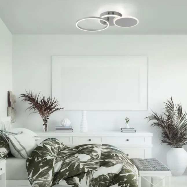 LED Deckenleuchte silber rund schlicht warmweiß Licht