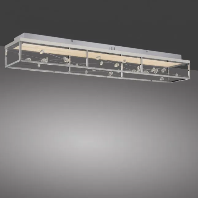 LED Deckenleuchte SKINA, chrom, quadratisch, dimmbar, Funk-Fernbedienung, Memoryfunktion