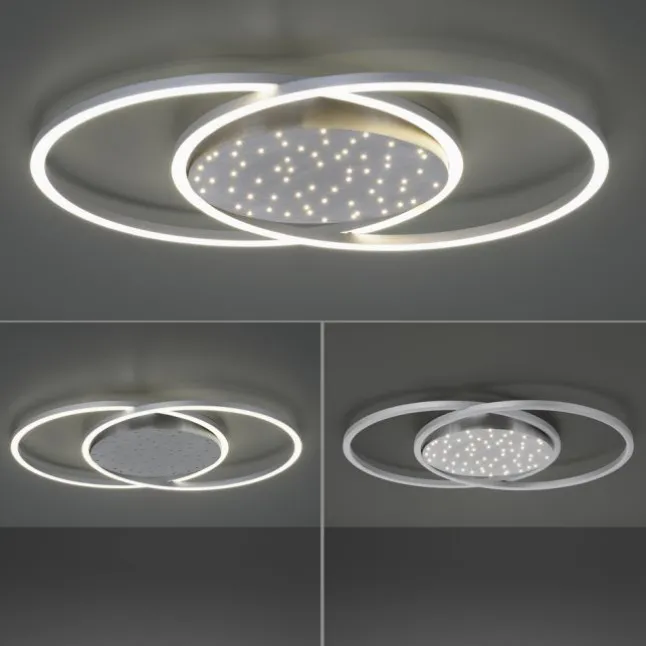 LED-Deckenleuchte, stahlfarben, Fernbdienung, dimmbar, CCT