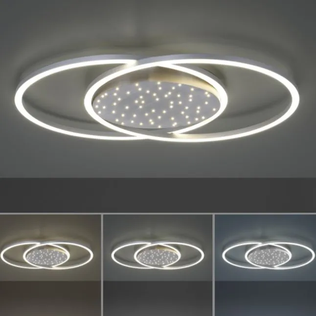 LED-Deckenleuchte, stahlfarben, Fernbdienung, dimmbar, CCT