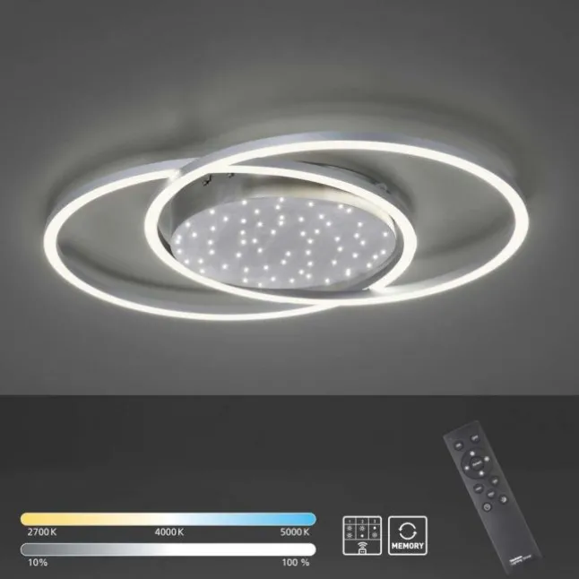 LED-Deckenleuchte, stahlfarben, Fernbdienung, dimmbar, CCT