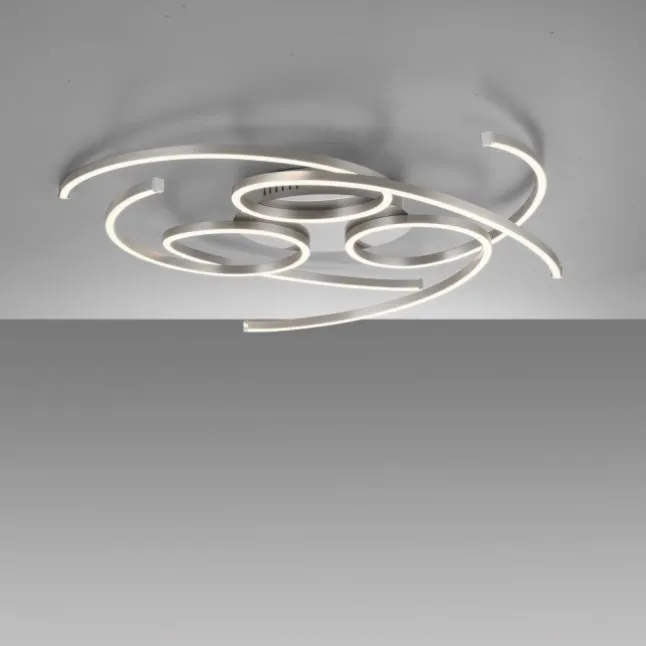LED Deckenleuchte, stahlfarben, dimmbar, modern, energiesparend, warmweiß