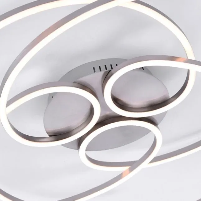 LED Deckenleuchte, stahlfarben, dimmbar, modern, energiesparend, warmweiß