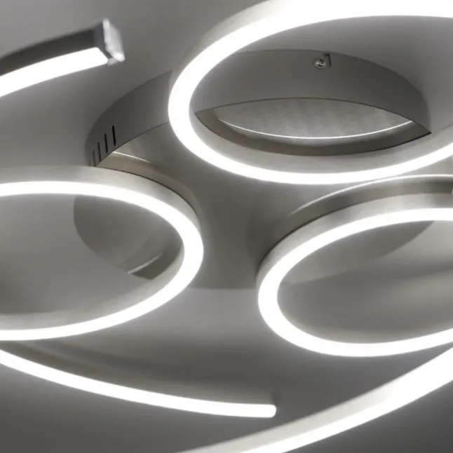 LED Deckenleuchte, stahlfarben, dimmbar, modern, energiesparend, warmweiß
