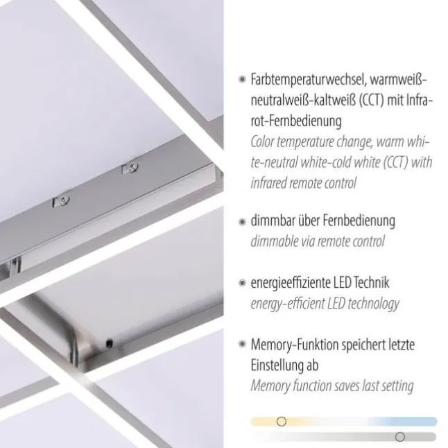 LED-Deckenleuchte, stahlfarben, CCT Steuerung , dimmbar, modern