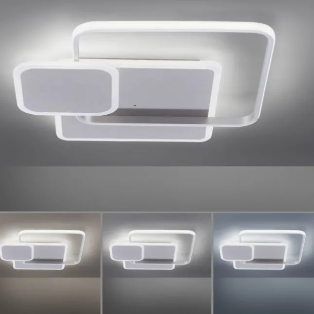 LED Deckenleuchte, stahlfarben, modern, Lichtfarbensteuerung, dimmbar