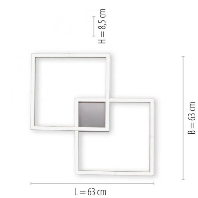 LED Deckenleuchte stahlfarben, quadratisch, Smart Home fähig, dimmbar, Fernbedienung