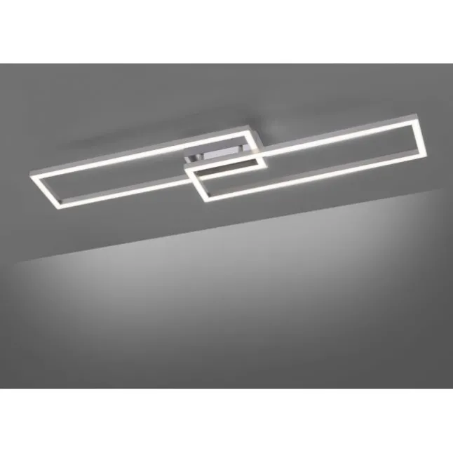 LED Deckenleuchte stahlfarben und quadratisch, im Geometric Look Smart Home fähig
