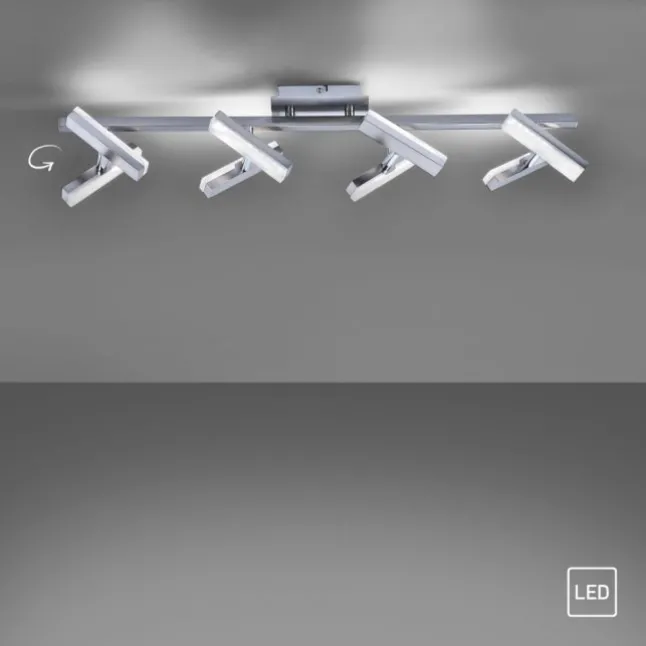 LED-Deckenleuchte, Stahl, 8flammig, drehbare Leuchtenköpfe, modernes Design