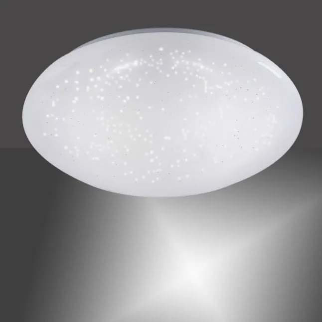 LED-Deckenleuchte, weiß, Ø 25cm, rund, Sternenoptik, glitzer Effekt