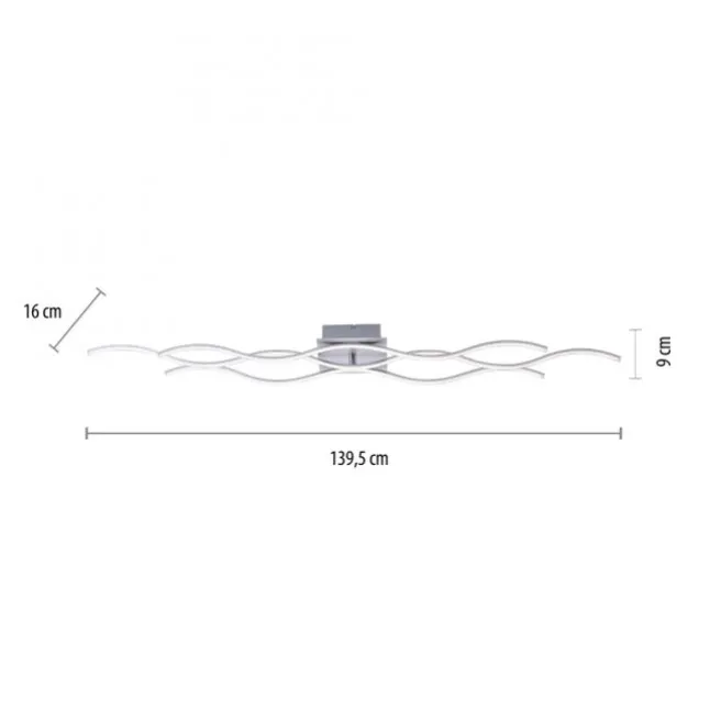 LED-Deckenleuchte, Wellenform, stahl, modern, 3 Lichtbänder, modern, Wave