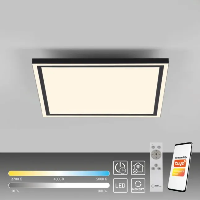 LED Deckenleuchte 45x45 schwarz steuerbar über App dimmbar