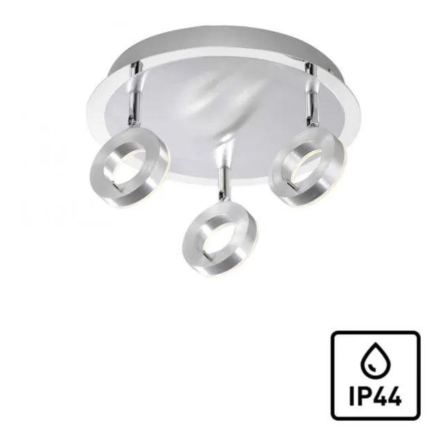 LED-Deckenstrahler, aluminium-matt, 3 Leuchtköpfe, warmweiße Lichtfarbe