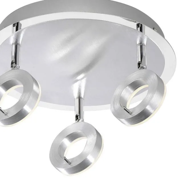 LED-Deckenstrahler, aluminium-matt, 3 Leuchtköpfe, warmweiße Lichtfarbe