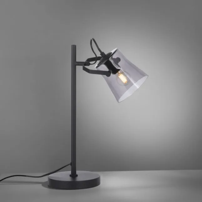 LED 1 flammige Tischlampe schwarz drehbar Schnurschalter schlichtes Design