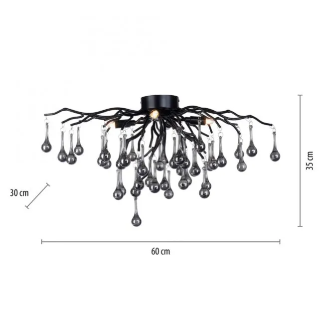 LED Kronleuchter ICICLE schwarz Glaskristallanhänger Schlafzimmer