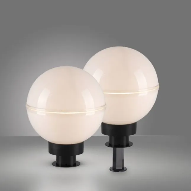 LED Kugelleuchte 2er Set 20x20x51cm weiß mit Kabel und Spieß Außenlampe