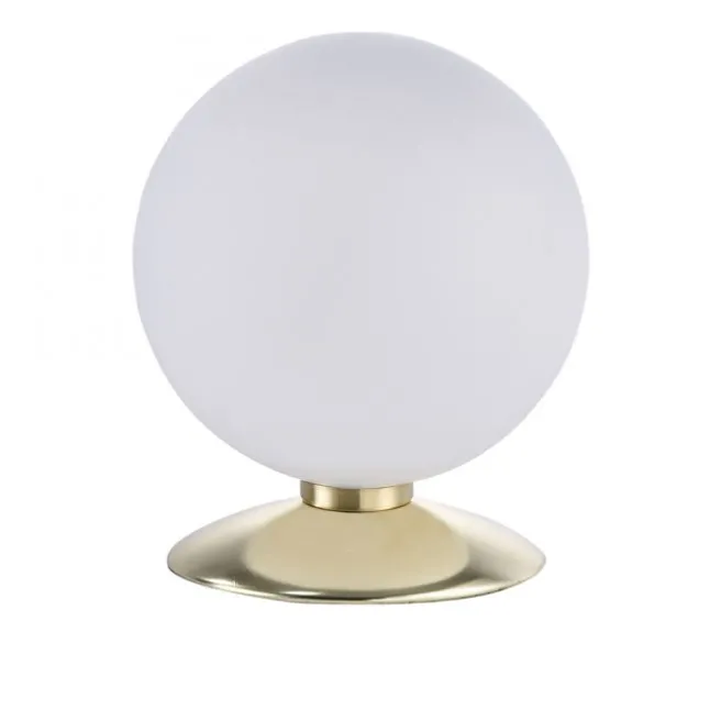 LED-Kugelleuchte, messing-matt, Touchdimmer, blendfrei, Opalglas
