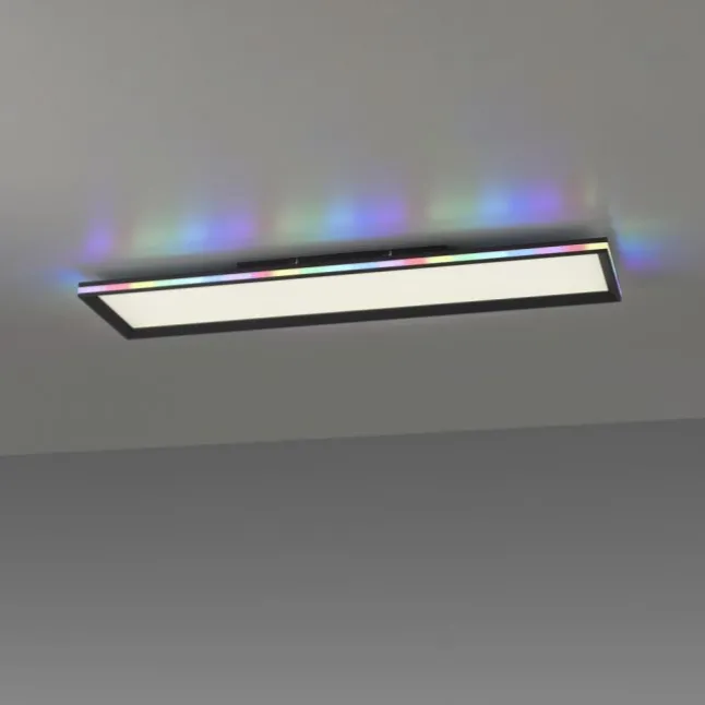 LED Panel, Deckenleuchte, flach,dimmbar, schwarz, mit RGB Laufbandumrandung