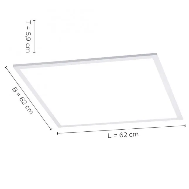 LED-Panel, weiß, 62x62cm, Backlight, dimmbar, Farbsteuerung