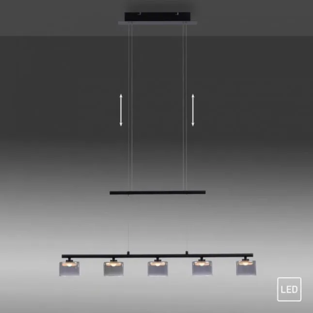 LED Pendellampe schwarz 5 flammig höhenverstellbar Esstischlampe