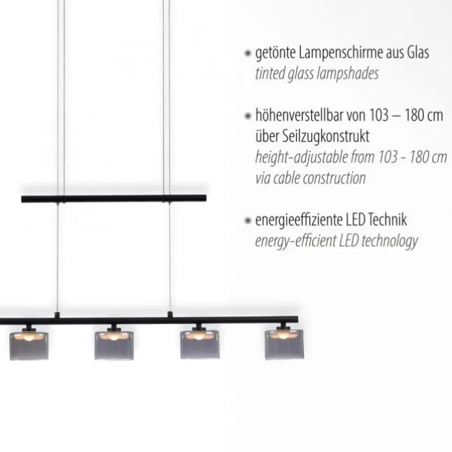 LED Pendellampe schwarz 5 flammig höhenverstellbar Esstischlampe