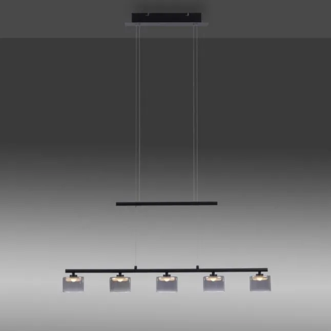 LED Pendellampe schwarz 5 flammig höhenverstellbar Esstischlampe
