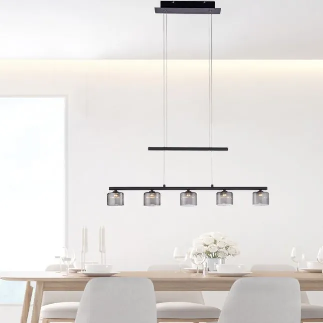 LED Pendellampe schwarz 5 flammig höhenverstellbar Esstischlampe