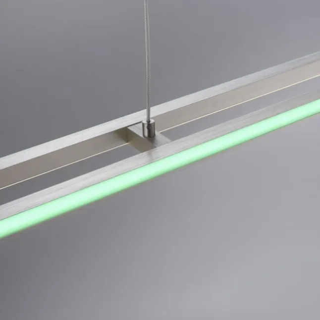 LED-Pendelleuchte, alufarben, Fernbedienung, RGB, CCT, Memory