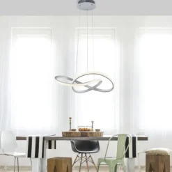 LED-Pendelleuchte, alufarben, dimmbar, höhenverstellbar