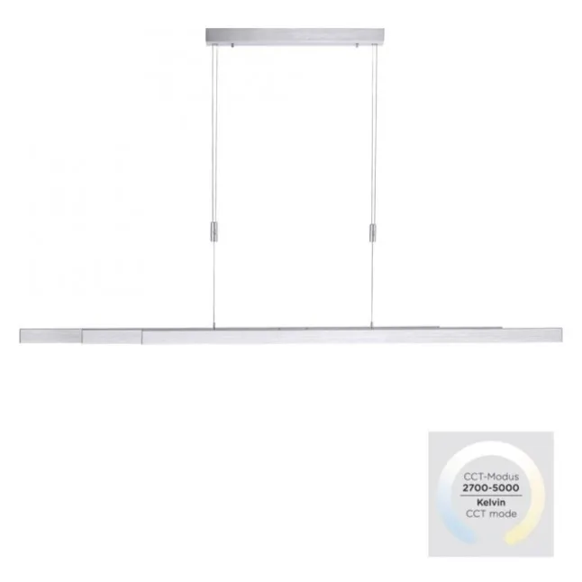 LED-Pendelleuchte, aluminiumfarben, lineare Form, verstellbare Leuchtkörper