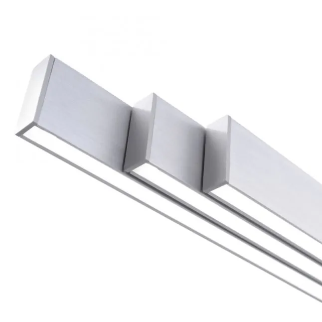 LED-Pendelleuchte, aluminiumfarben, lineare Form, verstellbare Leuchtkörper