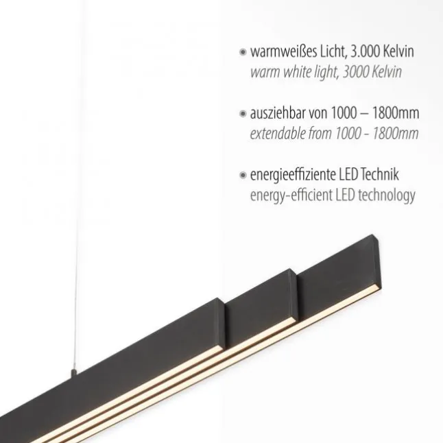 LED Pendelleuchte, anthrazit, höhenverstellbar, ausziehbar