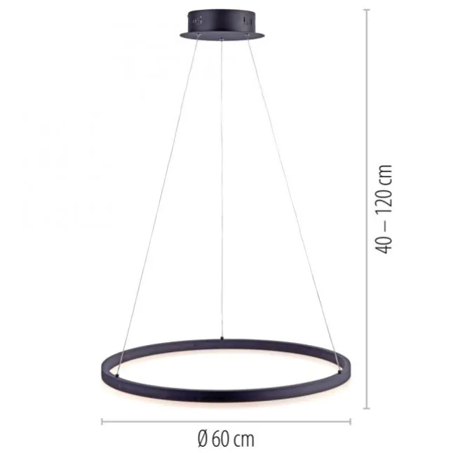 LED Pendelleuchte, anthrazit, runde Form, dimmbar, Memory Funktion, modern