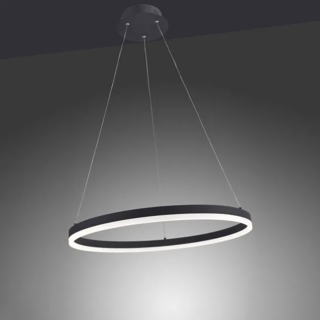 LED Pendelleuchte, anthrazit, runde Form, dimmbar, Memory Funktion, modern