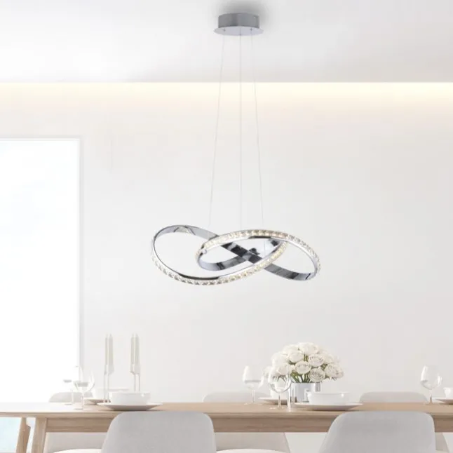 LED Pendelleuchte chrom mit kristall dimmbar per Simplydim Memoryfunktion