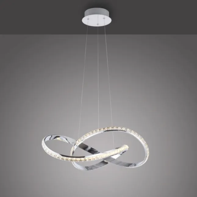 LED Pendelleuchte chrom mit kristall dimmbar per Simplydim Memoryfunktion