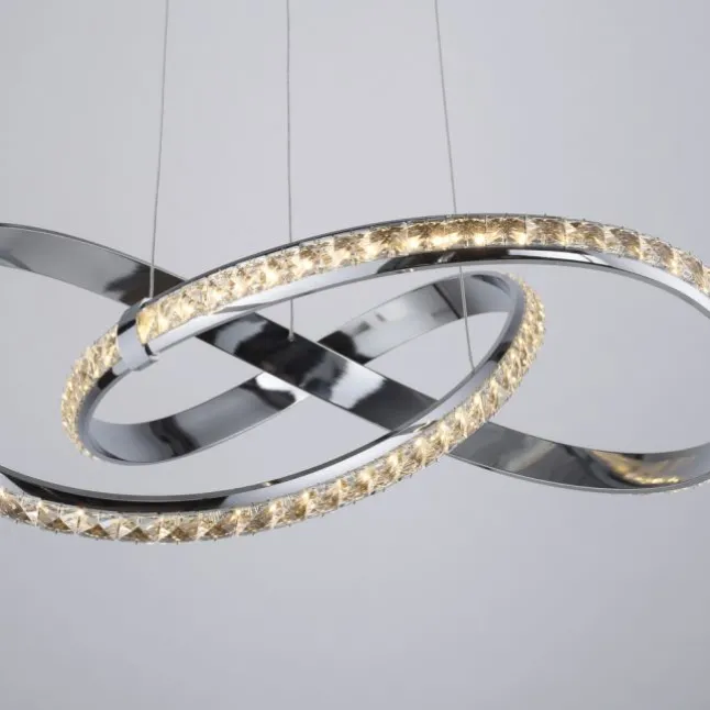 LED Pendelleuchte chrom mit kristall dimmbar per Simplydim Memoryfunktion