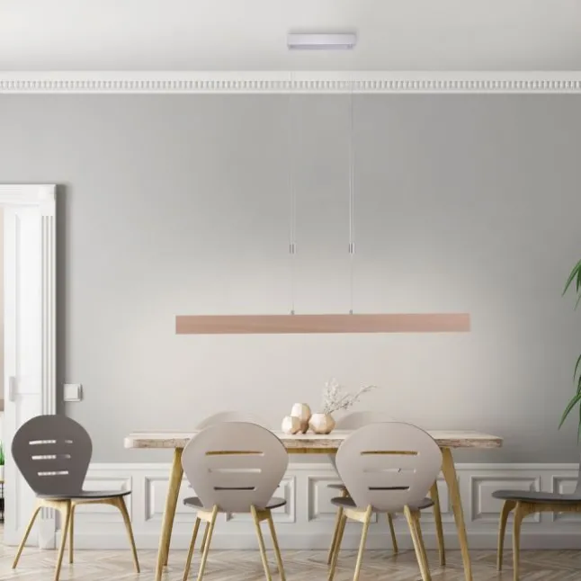 LED-Pendelleuchte, Holzdekor, höhenverstellbar, CCT-Farbmanagement, dimmbar