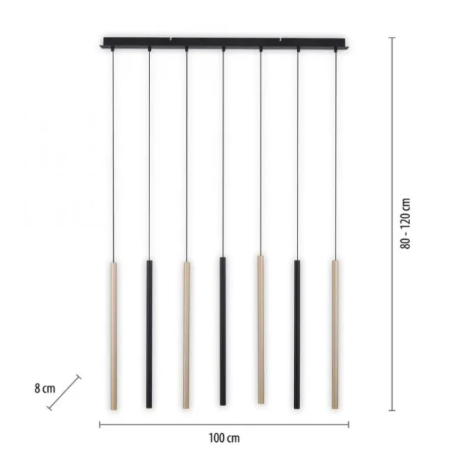 LED Pendelleuchte schwarz messing matt 7 flammig dimmbar Memoryfunktion