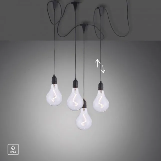 LED Pendelleuchte, schwarz, spritzwassergeschützt, modern