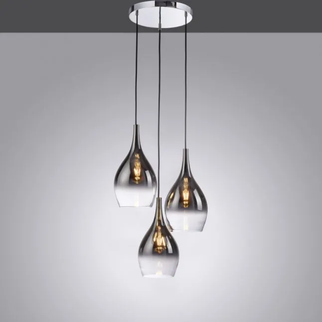 LED Pendelleuchte tropfenförmig verchromt edles Design 3 flammig Esszimmer