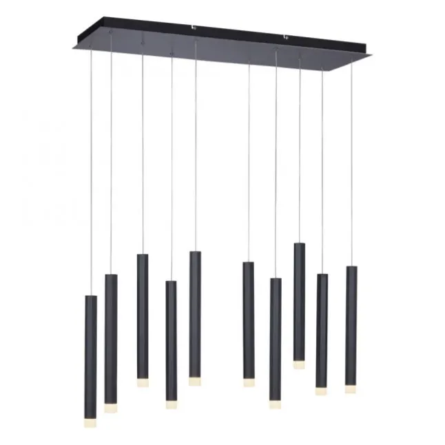 LED-Pendelleuchte, Wohnzimmer, schwarz, Innenleuchte, 10-flammig