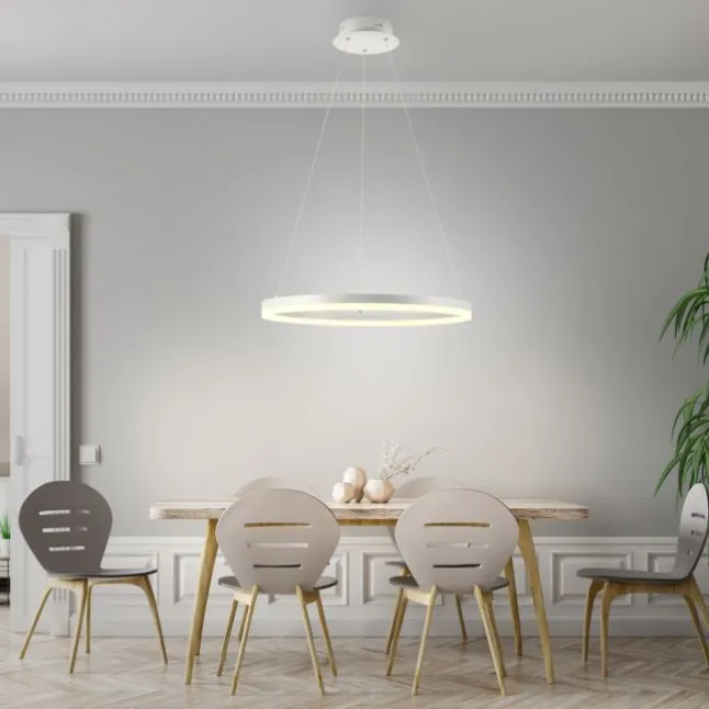 LED Pendelleuchte 60x60 weiss rund dimmbar Memoryfunktion modern