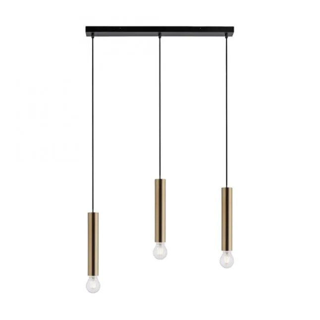 LED Pendelleuchte zeitlos schlicht messing matt Innenleuchte 3 flammige Pendellampe