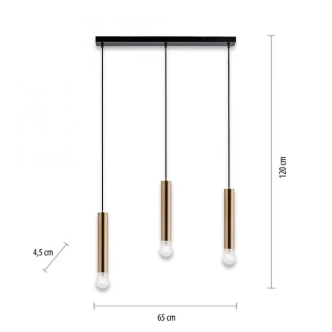 LED Pendelleuchte zeitlos schlicht messing matt Innenleuchte 3 flammige Pendellampe
