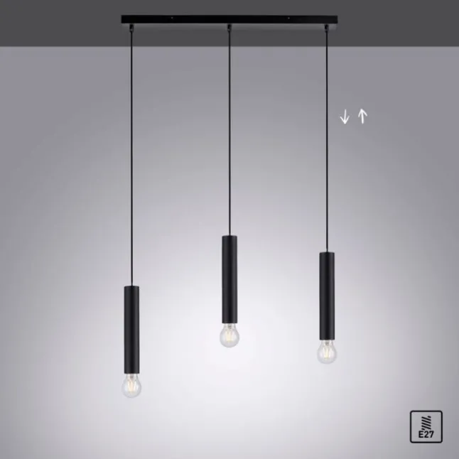 LED Pendelleuchte zeitlos schlicht schwarz Innenleuchte 3 flammige Pendellampe