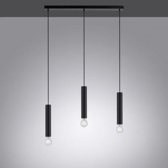 LED Pendelleuchte zeitlos schlicht schwarz Innenleuchte 3 flammige Pendellampe
