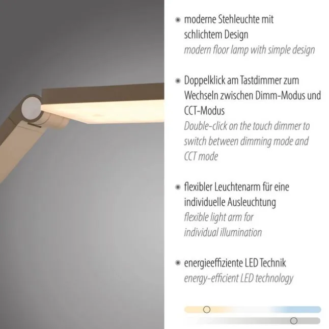 LED Stehleuchte SAMSKY, bronce, dimmbar, höhenverstellbar, Farbtemperatursteuerung